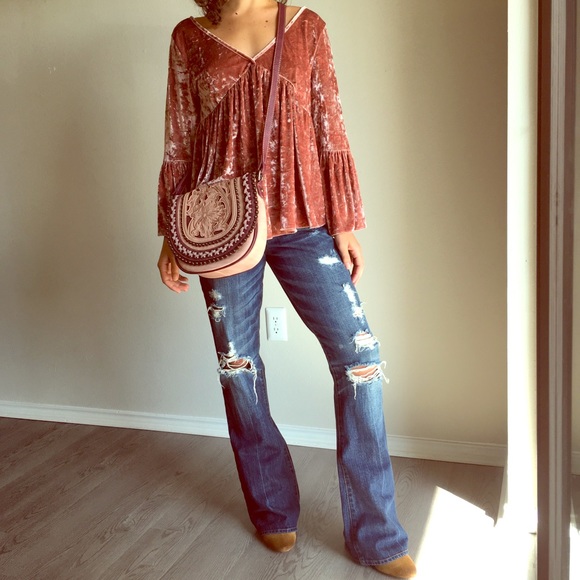 Abercrombie & Fitch Denim - A&F Flare Wide Leg Jeans Distressed Boho Fringe